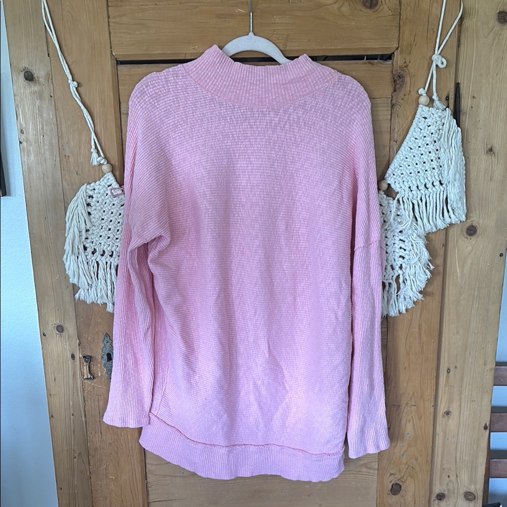 We the Free by Free People Women's Tunic Pink Oversized Comfy Longsleeve Shirt S